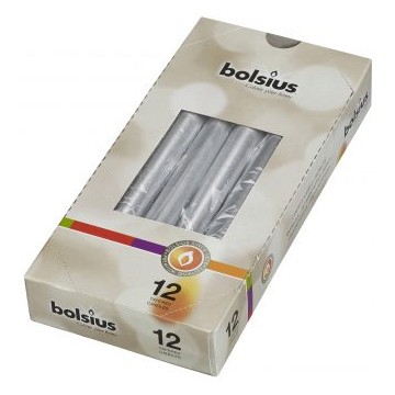 Tapered Candles Pack 12 – Silver